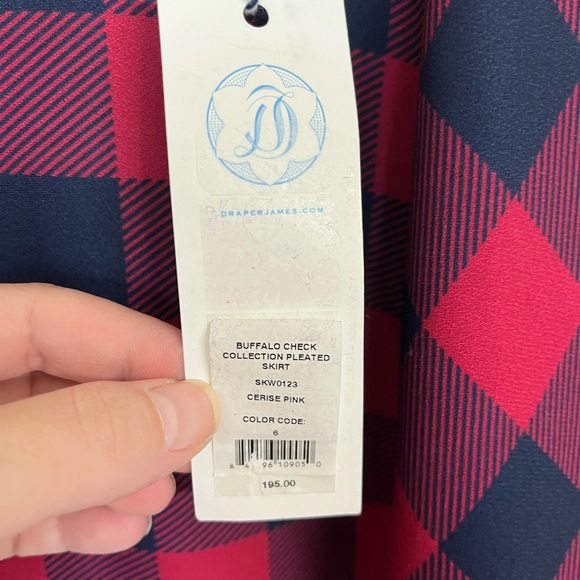 NWT Draper James Buffalo Check Mid A line: plaid print- pink and blue. Size 6 - Picture 6 of 8